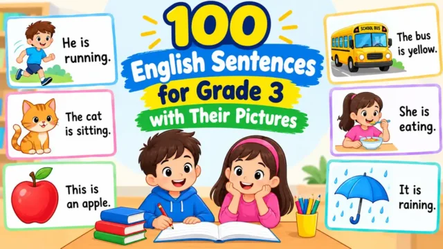 100 English Sentences for Grade 3 with Their Pictures